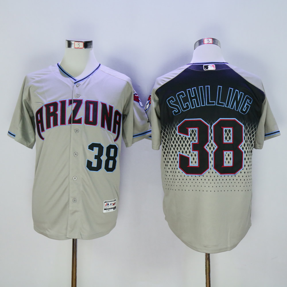 Men Arizona Diamondback 38 Schilling Grey MLB Jerseys